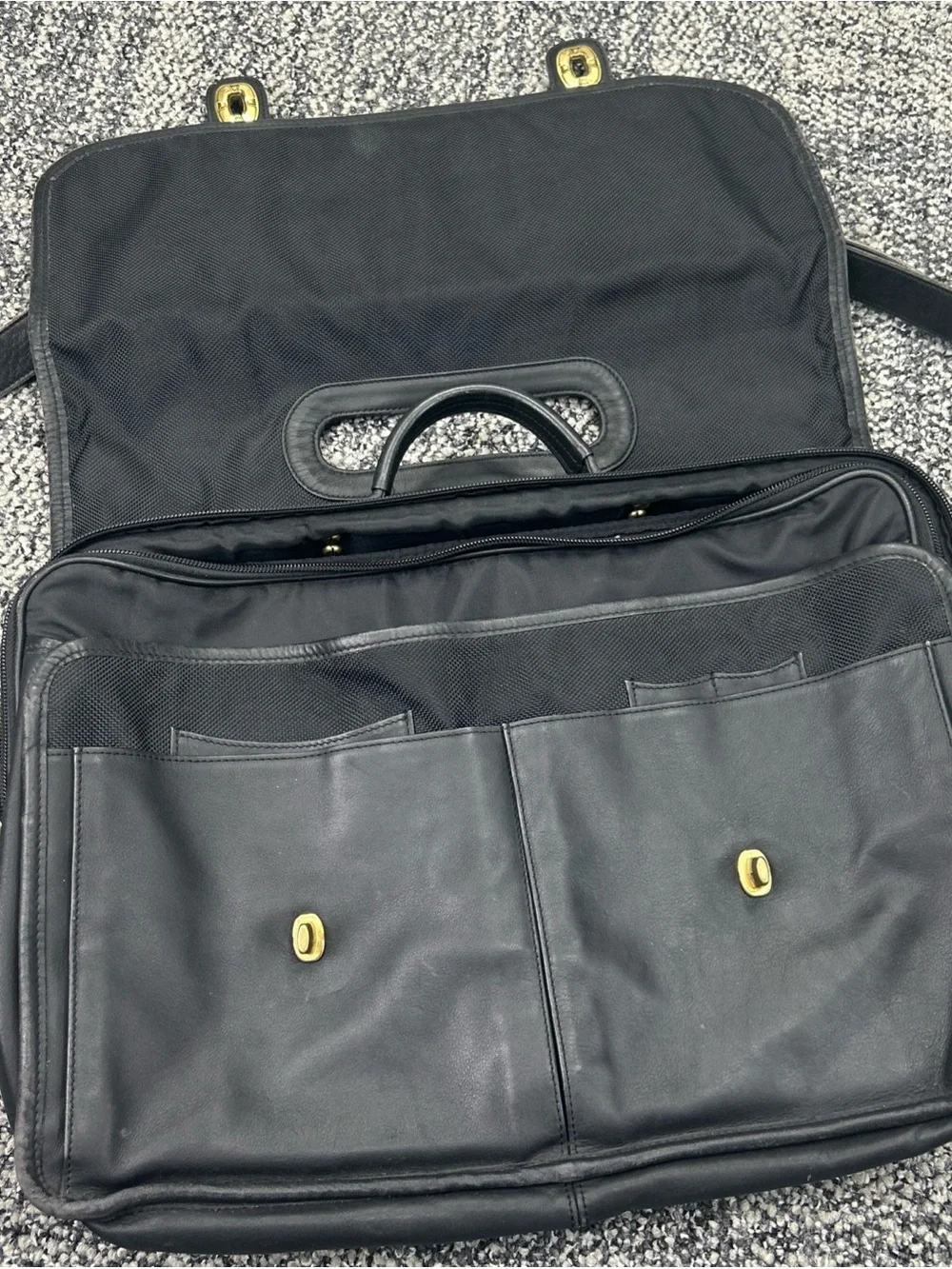 Vintage Coach 0532 Black Leather Briefcase Messenger Laptop Bag Work Office